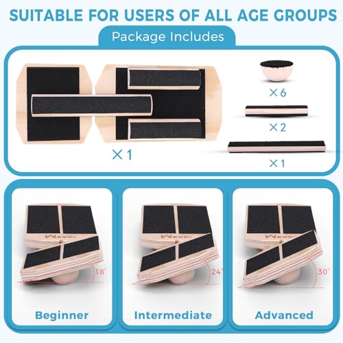 Ankle Balance Board, Non-Slip Strengthener Wood Wobble Board for Sprained, Posture Correction - Home Stability Exercises Balance Board - size: Rectangle