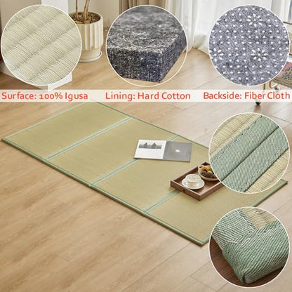 Natural Rush Grass Floor Tatami Mat,Twin, 79" x 39" x 0.5" - size: 3'3" x 6'7"