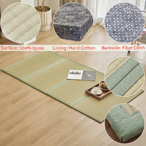 Natural Rush Grass Floor Tatami Mat,Twin XL 83" x 39" x 0.5" - size: 3'3" x 6'11"