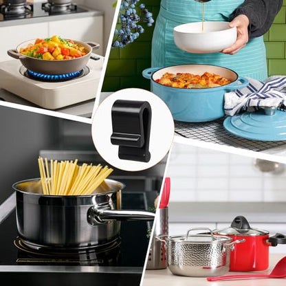 8 Pcs Dutch Oven Lid Protector Clips, Cookware Protector Clips Non-Slip Silicone Pot Protectors for Stacking Cookware Lids Protectors Pot Lid Flexible Bumper for Storage Dutch Oven Pots(Black)