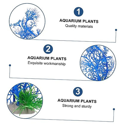balacoo 5pcs Artificial Aquarium Water Plants Faux Grass Decor for Fish Tank Non-Fading No Deform Plastic Aquatic Plants Base for Easy Setup
