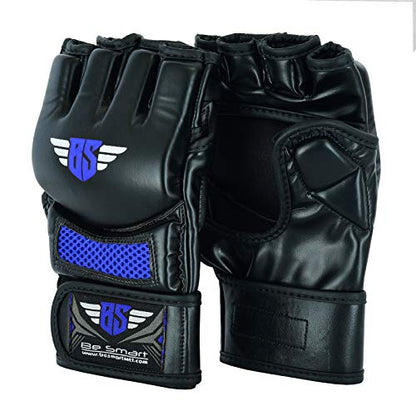 MMA Gloves, UFC Kickboxing Gloves, MMA Sparring Gloves, MMA Training Equipment, Fighting Gloves for Mixed Martial-Arts, MMA Training Gloves Adults Men & Women by BeSmart - color: Blue Mesh, size: Medium