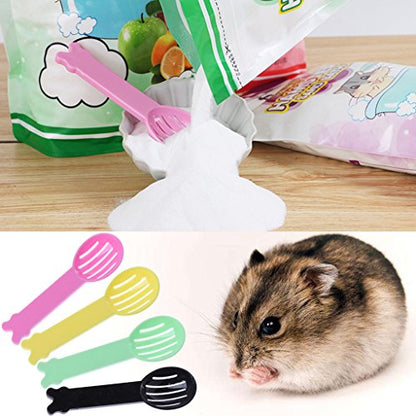 5-Pack Multifunctional Bath Sand Scoop, Pet Bedding Scoop, Hollowed-Out Bath Sand Scoop for Small Pets Such As Hamsters, Gerbils, and Dwarf Rabbits