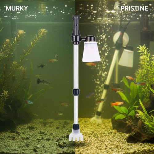 9 Pcs Aquarium Gravel Cleaner Electric, Automatic Fish Tank Water Changer with US Adapter, Sand Washer Siphon with Filter Bag, 22-32.3 in Adjustable Tube, 3 Versatile Cleaning Modes