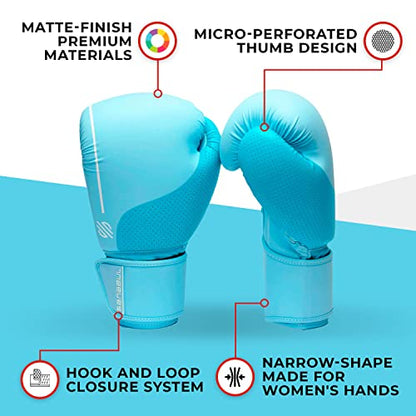 Sanabul Easter Egg Boxing Gloves for Women, Pro Training MMA Kickboxing Muay Thai Gloves, Sparring Punching Heavy Bag - color: Mint, size: 8 oz