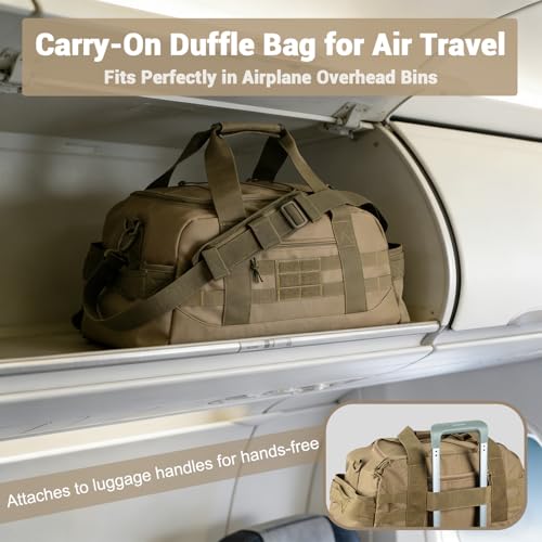 Hannibal Tactical 35L Large Duffle Bag, 3-in-1 Tactical Backpack MOLLE Pack for Sports/Gym/Outdoor, Coyote - color: Coyote