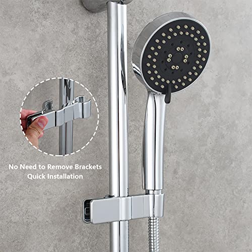 Shower Head Holder for Slide Bar,Universal 20-25 mm/0.79-0.98 inch Rail for Slide Bar Slider Clamp Bathroom Replacement 45 Degree Rotation Sprayer Holder