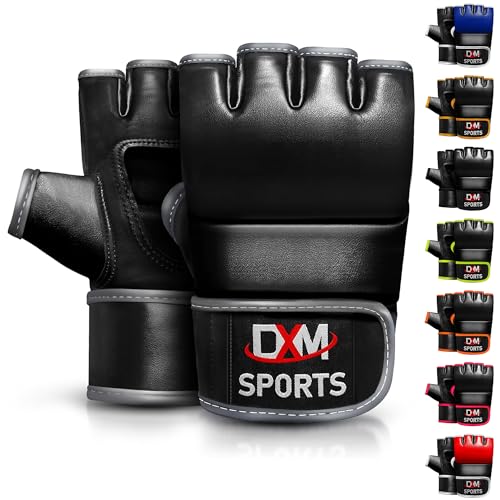 DXM SPORTS MMA Gloves for Men & Women, Martial Arts Bag Gloves, Kickboxing Gloves with Open Palms, Boxing Gloves for Punching Bag, Sparring, Muay Thai, MMA - color: Silver, size: Small