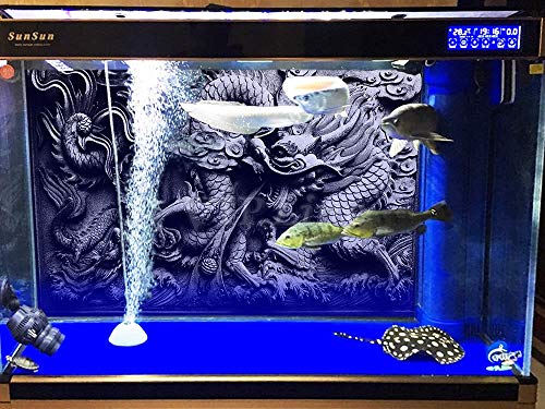 Dragon Relief Aquarium Background Poster PVC Fish Tank Decorations Landscape (60" x 30"/ 152 x 76cm) - size: 60" x 30"/ 152 x 76cm