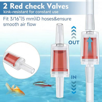 13 Feet Aquarium Airline Tubing Kit with Air Stones, Check Valves, Suction Cups & Connectors – Complete Air Pump Accessories for Fish Tank Aeration
