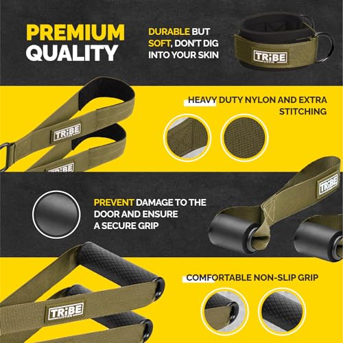 Tube Resistance Bands Set with Handles, Bar, Ankle Straps and Door Anchor - color: Green