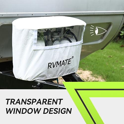 RV Propane Tank Cover, Waterproof, Anti-UV, White Camper Propane Tank Cover, Fits 20LB Dual Propane Tanks, for RV/Trailer/Camper Accessories