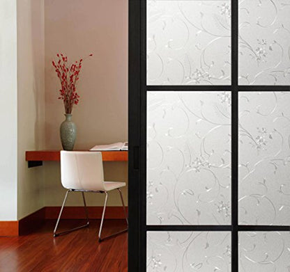 Frosted Privacy Window Film, Glass Door Privacy Film Non-Adhesive Window Clings for Home Office Decoration, Anti-UV, Heat Control and Prevent Bird Strikes (Wheat, 35.4x78.7 Inches) - size: 35.4x78.7 Inches