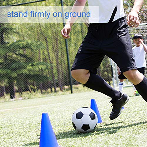 WNSC Football Marking Discs, Unbreakable PE Cone Shape 10pcs Football Cone, Improve The Controlling Ability of Football for Football Training Games for Boys(Blue)
