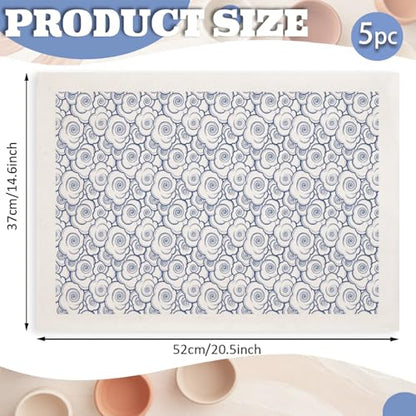 PLIGREAT 5 Pcs Cloud Underglaze Transfer for Pottery, 20.5x14.6in Ceramic Clay Transfer Paper Japanese Style Ceramic Tile Decals Blue Under Glaze Transfers for DIY Handicraft Supplies - style: Cloud