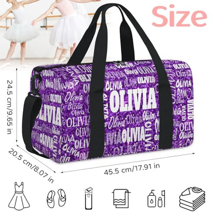 Personalized Sport Ballet Dance Bag, Bright Glitters Dark Purple - color: Purple