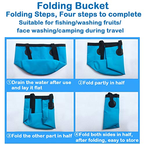 Sunglow Collapsible 5 Gallon Multifunctional Portable Fishing Bucket - Wash Basin Folding Bucket - Water Container for Fishing-Camping-Gardening (20L/5gallon(Blue)) - color: 20l/5gallon(blue)