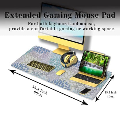 Large Desk Mat Algae Leaves Game Mats, Office Mousepad Big Mouse Pads, XXL Gaming Mouse Pad Non-Slip Rubber Base, 35.4 X 15.7 inch for Work/Game/Office/Home Vegetation. Abstract Watercolor - color: Algae Leaves