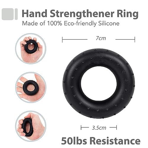 Grip Strength Trainer Kit with Finger Exerciser, Hand Grip Strengthener, Hand Extension Exerciser, Stress Relief Ball, Grip Ring, Gyro Ball for Muscle Building and Injury Recover - color: Gray&Black