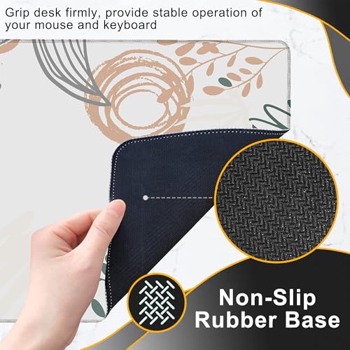Desk Mat, Abstract Boho Leaves Large Extended Gaming Mouse Pad,Waterproof Non-Slip Rubber Base and Stitched Edges Desk Pad for Work Game Office Home 35.4x15.7in - color: Colour1