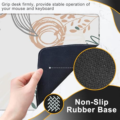 Desk Mat, Abstract Boho Leaves Large Extended Gaming Mouse Pad,Waterproof Non-Slip Rubber Base and Stitched Edges Desk Pad for Work Game Office Home 35.4x15.7in - color: Colour1