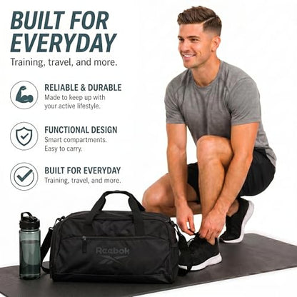 Reebok Lightweight Unisex Carry On Gym Duffle Bag for Men & Women, Sports - color: Hamilton Black