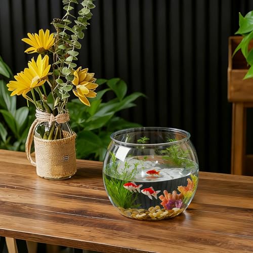1 Gallon Plastic Fish Tank Large Bowl Shatterproof with Crystal Clear Clarity for Terrarium, Flower Vase Centerpiece Gift for Fish Lovers (Round) - size: 1 Gallon, style: Round
