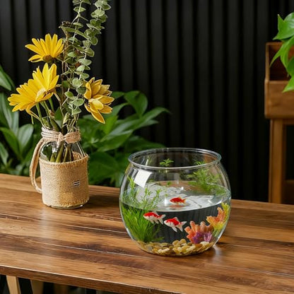 1 Gallon Plastic Fish Tank Large Bowl Shatterproof with Crystal Clear Clarity for Terrarium, Flower Vase Centerpiece Gift for Fish Lovers (Round) - size: 1 Gallon, style: Round