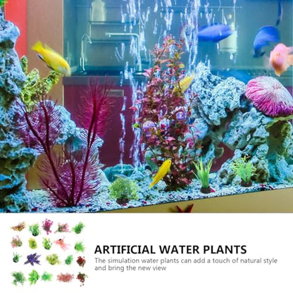 DOITOOL 40 Pcs Artificial Aquarium Plants Mini Water Grass Decorations for Fish Tanks Soft Plastic Aquatic Adornments for Betta and Small Fish Eco-Friendly Tank Supplies