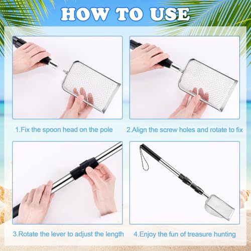 New Upgraded 2 Pcs Shark Tooth Sifter, Beach Sand Sifter, Sand Scoop Shell Scooper for Beach Scoop Shovel Sifter Tool for Picking Up Shells, Shark Tooth Sifter Dipper - color: Silver