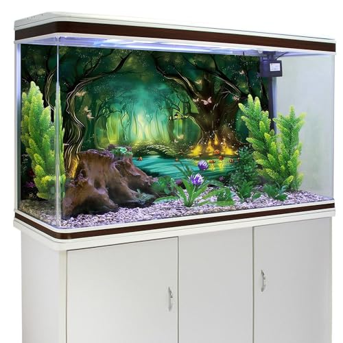AWERT 30x18 inches Polyester Tropical Rainforest Aquarium Background Dreamy Aquarium Background Nature Fish Tank Background