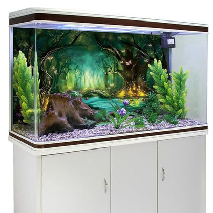 AWERT 30x18 inches Polyester Tropical Rainforest Aquarium Background Dreamy Aquarium Background Nature Fish Tank Background