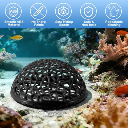 2 Pack Aquarium Shrimp Hide Cave, Porous Shrimp Hideout Shelter for Breeding & Molting, Detachable Tunnel Ornament for Fish Tank, Shrimp & Small Fish (Black)