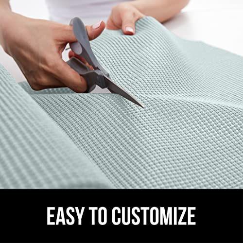 GORILLA GRIP powerGRIP Drawer Shelf and Cabinet Liner, Thick Strong Hold, Non-Adhesive Liners Protect Kitchen Cabinets and Cupboard, Bathroom Drawers, Easy Install, Breathable Mat, 12" x10', Spa Blue - color: Spa Blue, style: 12" x 10'