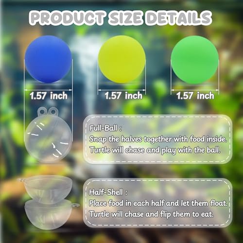 Turtle Toys for Aquatic Turtle Tank Accessories, Turtle Brush with Suction Cup, 4 Turtle Toy Balls Turtle Aquarium Accessories, Turtle Accessories for Tank