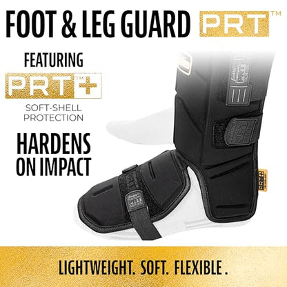 Franklin Sports Baseball + Softball Leg Guard - PRT Series Adult - Protective Leg + Ankle Guard + Toe Plate - One Size - color: Carolina Blue/Red, size: Adult