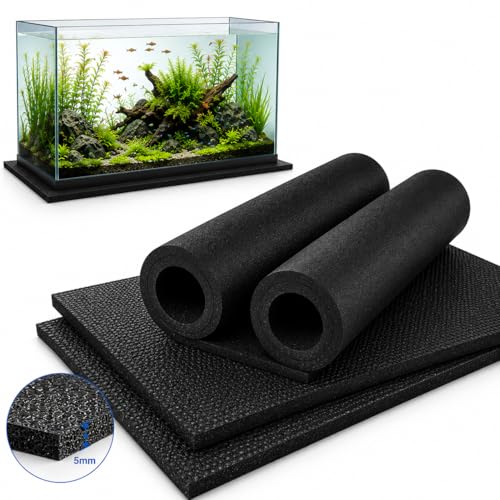 2 PCS Aquarium Foam Pad, 12 x 24 in, 5mm Fish Tank Leveling Mat | Neoprene Foam, Easy to Cut, Cushion Support for Glass, Rimless, Planted and Turtle Aquariums