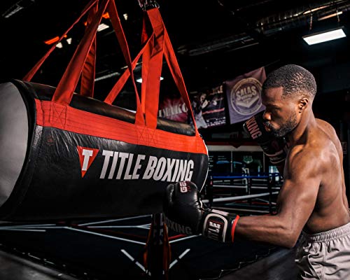 TITLE Boxing Premier Leather Uppercut Bag, Black/Red/White, 60 lbs