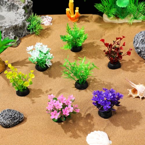 Toyvian Artificial Aquarium Plants 20PCS Plastic Aquarium Plants Mixed Styles for Fish Tank Decor | Betta Fish Tank Accessories Universal Fake Water Grass Decorations for Freshwater Tank
