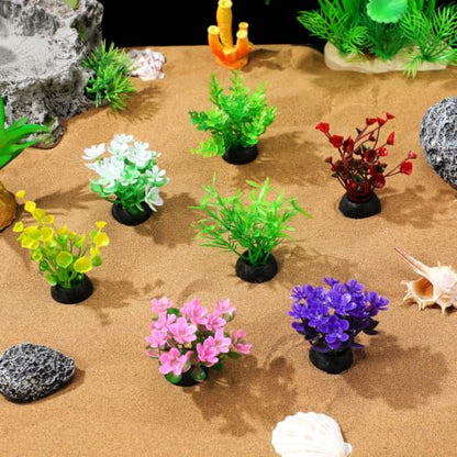 Toyvian Artificial Aquarium Plants 20PCS Plastic Aquarium Plants Mixed Styles for Fish Tank Decor | Betta Fish Tank Accessories Universal Fake Water Grass Decorations for Freshwater Tank