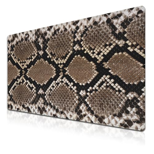 Gaming Mouse Pad Desk Accessories Kit, Keyboard Pad Big Mouse Pads, Desktop Computer Mat Non-Slip Rubber Base Waterproof with Stitched Edges, 35.4 X 15.7 inch for Work/Game/Office/Home - color: Snake Skin Texture