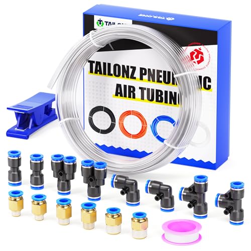 TAILONZ PNEUMATIC Clear 10mm OD 6.5mm ID Polyurethane PU Air Hose Pipe Tube Kit 10 Meter 32.8ft - color: Clear, size: 10mm OD/32.8ft/10m