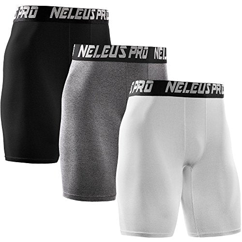 NELEUS Men's 3 Pack Performance Compression Shorts - color: 6028# 3 Pack: Black,grey,white, size: Medium