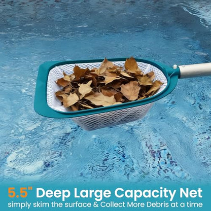 Pool Spa Leaf Skimmer Net - Ultra Fine Mesh Diamond Netting with 5" Deep Bag for Above Ground Pools, Ponds, Hot Tubs, Spas and Fountains Removing Leaves & Debris(No Pole) - size: Pool skimmer no pole