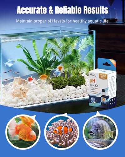 Pawfly Aquarium pH Test Kit, Accurate Fish Tank pH Testing Kit, Easy-to-Read pH Water Test Kit with Test Tube & Color Chart, Aquarium Liquid Test Kit for Freshwater & Saltwater - color: Blue Box Pack