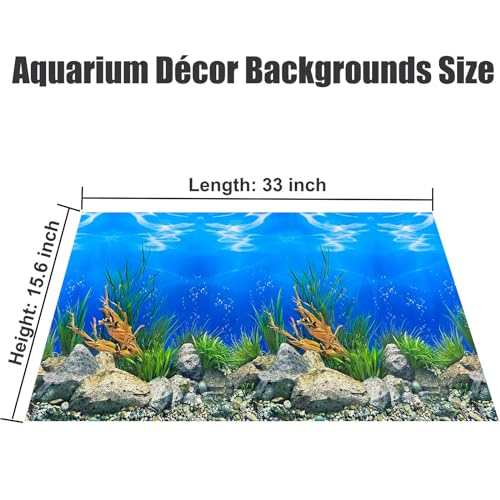 Aquarium Background Poster Water Plants 3D Coral Fish Tank Background Picture Double Sides Fish Tank Stickers 10 20 Gallon Tank 16"x 33"