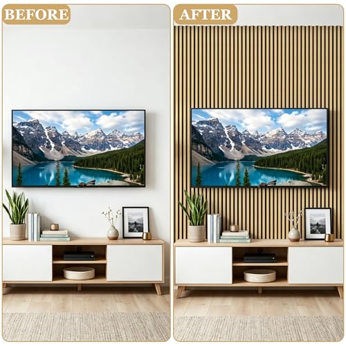 4-Pack Wood Veneer Acoustic Wall Panels,47.2"×23.6" Self-Adhesive Backing Sound Absorbing Panels,Decorative Sound Proof Panels for Walls Decor, Office, Recording Studio, Home (Burlywood Veneer)