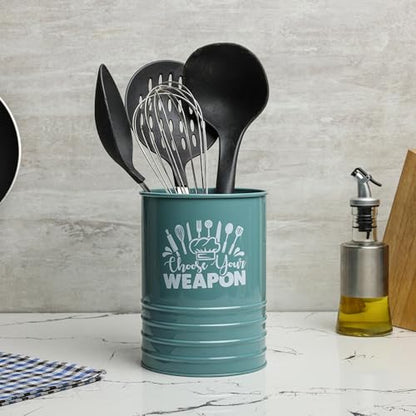 dudki Metal Cutlery Holder & Spoon Stand for Kitchen - Spoon, Knife, Fork, Chopstick, Cutlery Holder Kitchen Organizer Stand Dining Multifunctional Stand Choos Your Weapon (Moss-Green) - color: Moss-Green