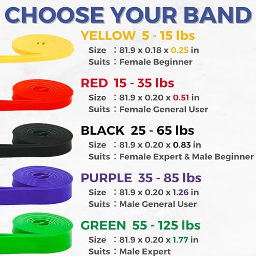LEZER Resistance Bands - Pull Up Bands for Home Gym Fitness, Stretching, Physical Therapy & Training - Includes Instruction - color: 09 - 3 Colors - Heavy sets