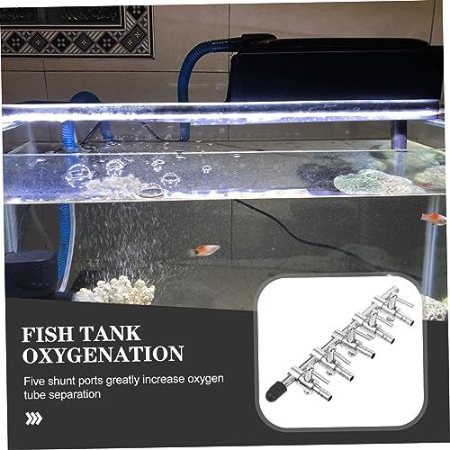 Stainless Steel Distributor with Flow Control Lever Way Splitter Tap for Aquarium Air Pump Easy Operation Compatible with Tubing Silver Finish